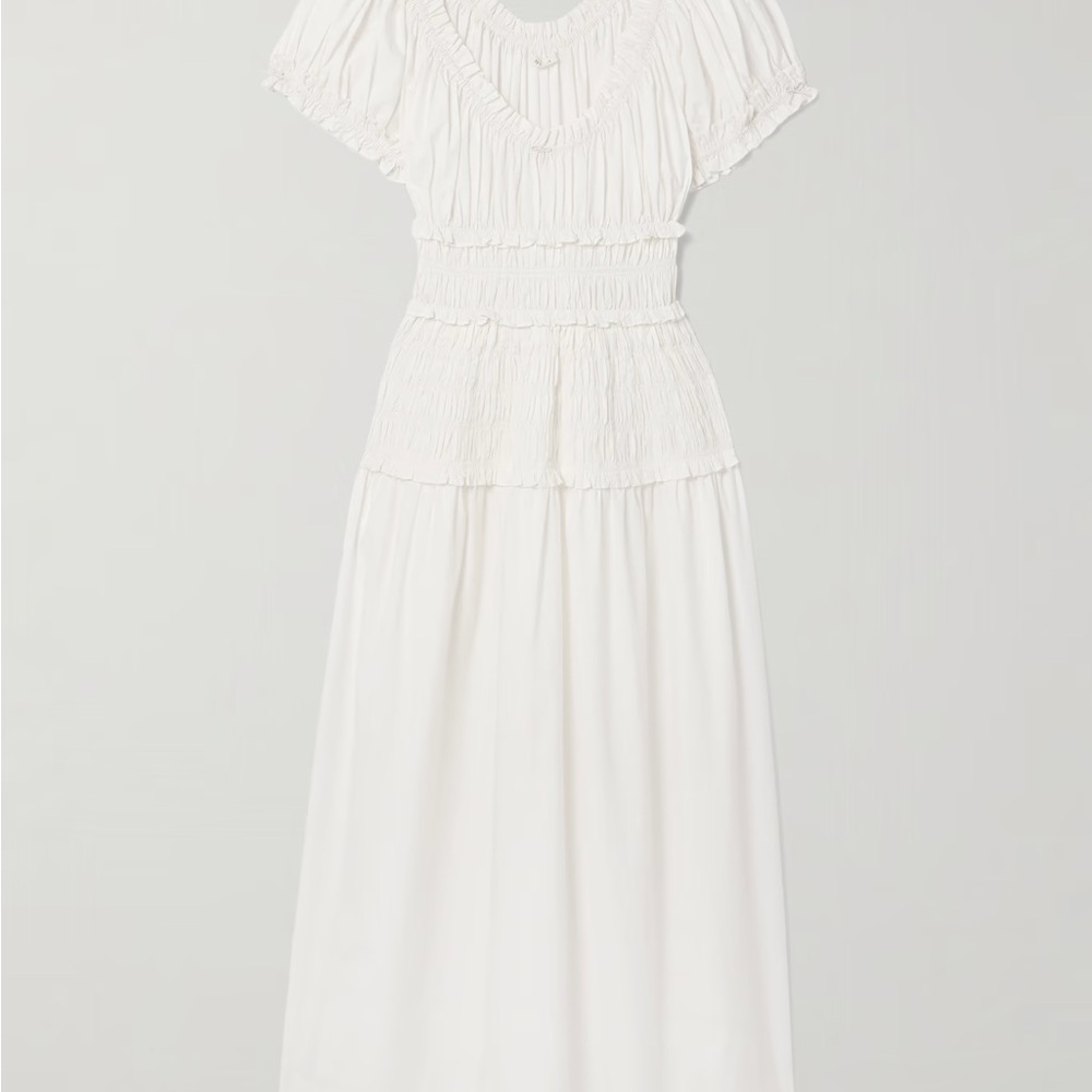 DOEN Leanne shirred organic cotton-voile midi dress
